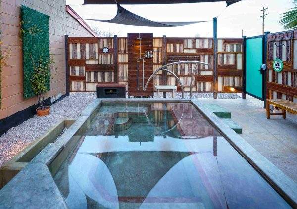 Turquoise Bath - hot mineral water soaking tub at Blackstone Hotsprings